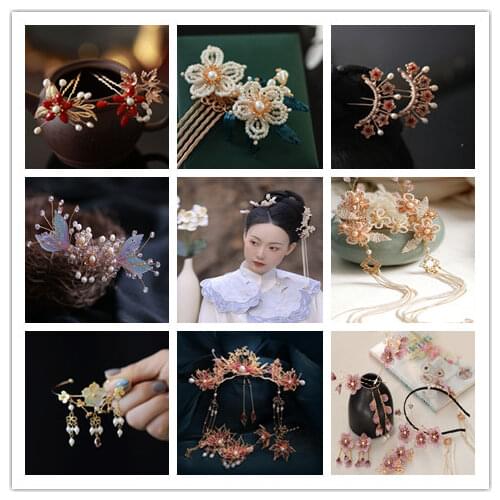 Vintage China the ming dynasty red flower hairclip pins sticks decoration spinki do włosów horquillas pelo