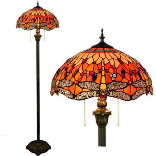 Vintage European Floor Lamps Tiffany Stained Glass Floor Lights Retro Creative for Living Room Bedroom Club Dragonfly Floor Lamp