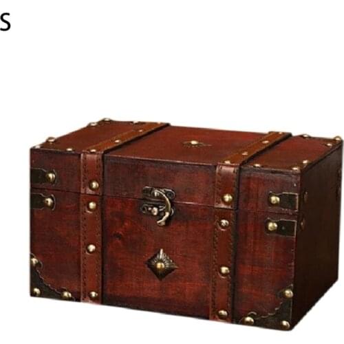 Treasure Chest Vintage Wooden Storage Box Antique Style Jewelry Organizer for Jewelry Box Trinket Box home Mask box