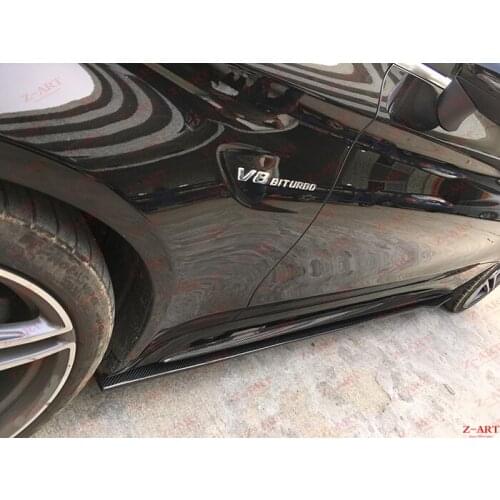 Z-ART real carbon fiber side skirt for C63 Coupe Sedan 2015-2019 carbon fiber side spoiler for W205 C63 carbon fiber side chin