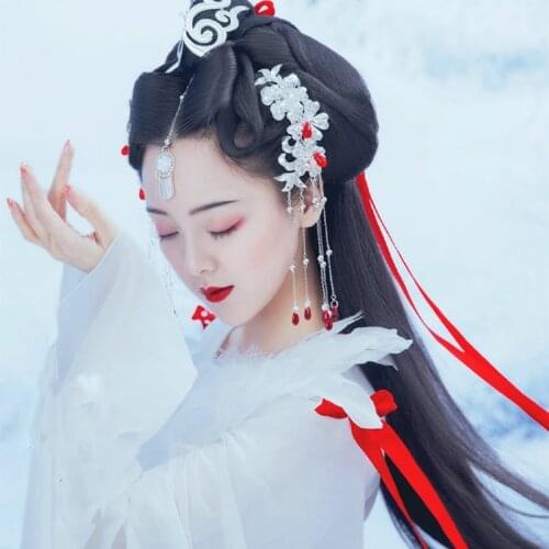 WYJN He Yin White Red Aesthetic Fairy Costume Hanfu Thematic Photography Costume Princess Swordlady Cosplay Hanfu