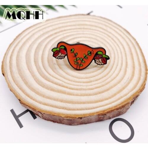Creative Human Organs Uterus Plants Flowers Fun Enamel Alloy Brooch Badge T-shirt Pins Bags Accessories Women Jewelry Gift