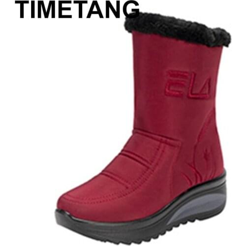 TIMETANGwinter new womens boots plus size warm cotton shoes snow boots women plus velvet fashion casual women motorcycle boots