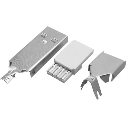 10PCS USB 2.0 Type A 4 Pin 30V 1.5A Male Plug Solder Wire Plug Socket Electric Terminals Connectors