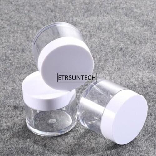 100pcs 50g Clear Make Up Cream Jar With white lids Cosmetic PET Containers Mask JarF2285