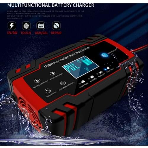 12V 24V Pulse Repairing Charger with LCD Display Motorcycle & Car Battery Charger AGM GEL WET Lead Acid Battery Charger