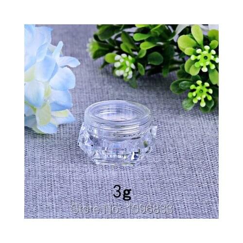 3ML 3g Clear Diamond Jar, Crystal Jar, Cream Jars, Plastic Box, Cosmetic Sample Jars, Plastic Cosmetic Packaging Box, 50pcs/Lot