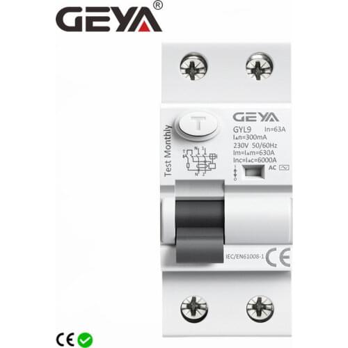 Free Shipping GEYA GYL9 AC Type RCCB Residual Current Circuit Breaker AC ELCB 2 Pole 25A 40A 63A 80A 100A RCD 30mA 100mA 300mA