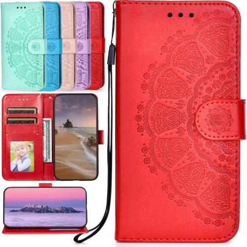 Wallet Case For Huawei Honor 8S 8A 9S 9A 9C 9X 10X Lite P40 Pro Plus P30 Pro P20 Lite 2019 Embossed Flower Lanyard Leather Cover