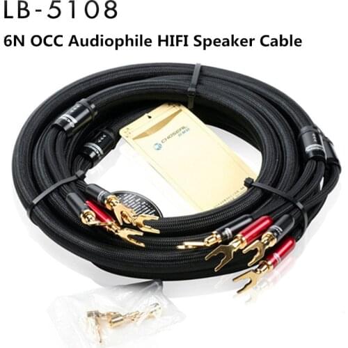 Choseal 6N OCC Audiophile HIFI Speaker Cable 24K Gold-plated Banana + U Plug OD16MMx2.5M LB-5108 Y
