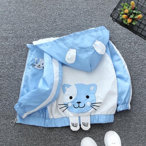 2021 Spring Summer Autumn Girls Boys Cute Cartoon Thin Hooded Jacket Baby Kids Children Coat Two Colors