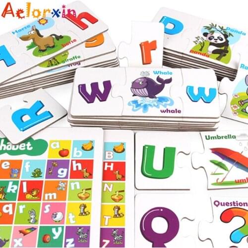 Wooden Multifunction Puzzle Toys Letter Learning Matching Card Juguetes Develop Intelligence Baby Kids Wooden Toys Birthday Gift