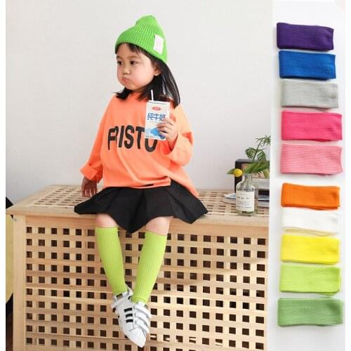 Kids socks girls socks for children rainbow colors parent-child socks knee socks girls solid color tube socks for mum and baby