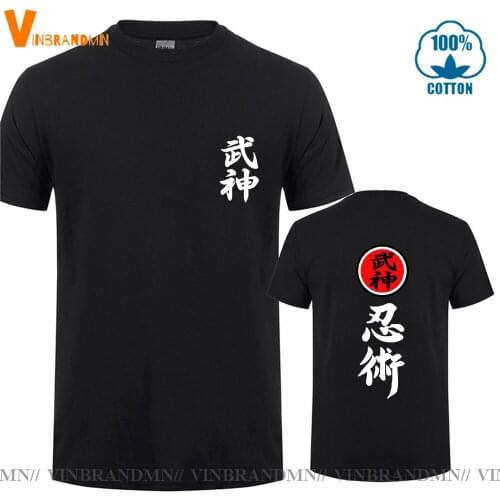 Japanese Samurai Spirit T Shirts Men Shotokan Karate Bujinkan Dojo Pro Wrestling Shinobi T-shirts Ninjutsu Kanji TShirt