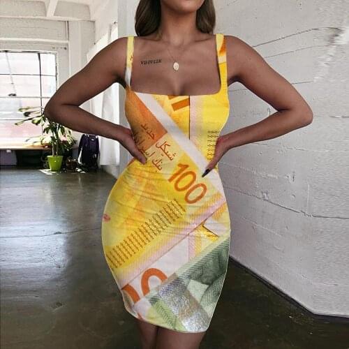 Giyu Brand Money Dresses Women Israel Bodycon Dress Harajuku Ladies Dresses Colorful Vestido Sexy Gothic Sundress