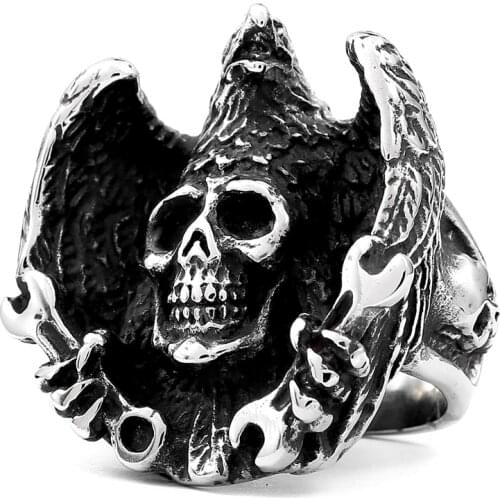 Punk Cool Skull Ghost Ring Hiphop Rock Stainless Steel Halloween material Cocktail Rings Jewelry for man
