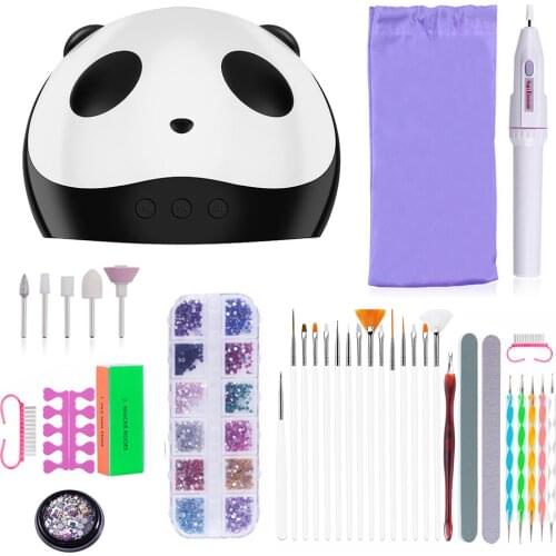 Manicure Set With Panda 36W Nail Lamp Manicure Tools Kit Electric Nail Drill For Nail Art DIY Tools Drop Shipping Nail Art Tool