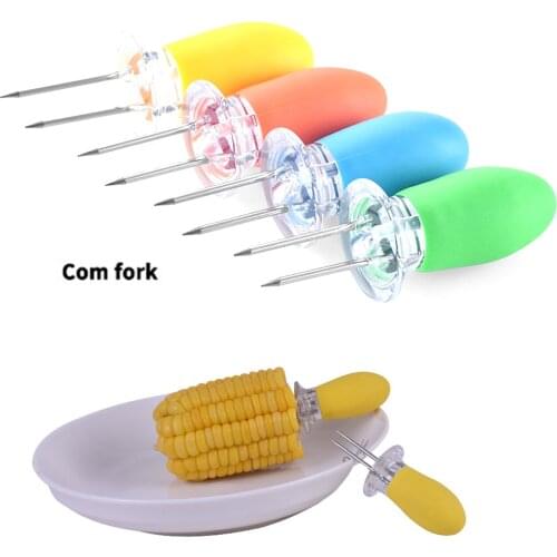 2Pcs Reusable BBQ Corn Holders Safe Stainless Steel Corn On The Cob Holders Skewers Needle Prongs Outdoor BBQ Barbecue Hand Tool