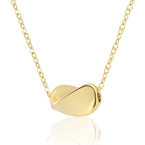 Fashion Stainless Steel Geometric Small Golden Bean Pendant Necklace For Women Love Gifts Jewelry Wholesale