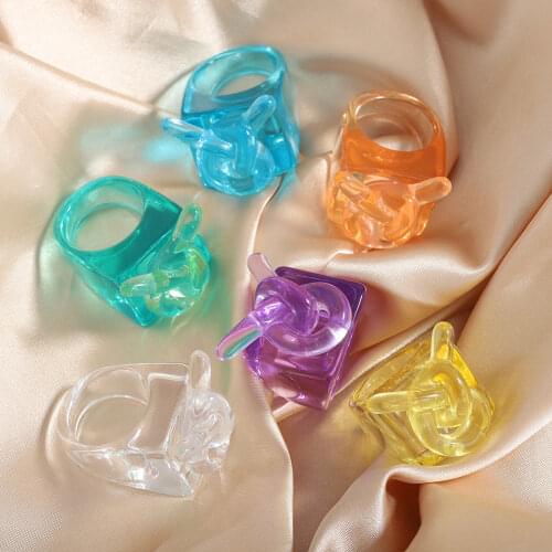 Best Lady INS Fashion Acrylic Resin Transparent Rings for Women Boho Cnady Color Irregular Engagement Rings Jewelry Party Gifts