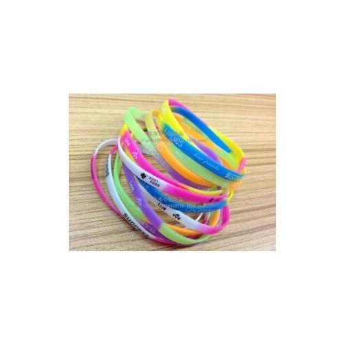 MOODPC Free Shipping Hot Selling 60pcs 5mm Fluorescent color Silicone Bracelet Justin Bieber Belieber Wristbands Jewelry