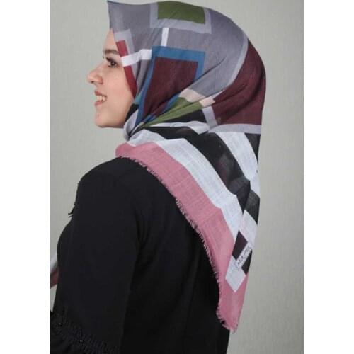 NUR SILK PATTERNED LINEN FLAMLI SCARF-DESEN-18-AVAILABLE in