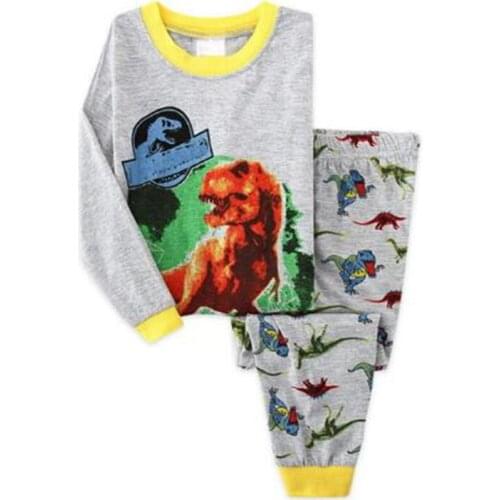 Autumn Boys Cartoon Dinosaur Pajamas Kids Pajamas Set Cotton Child Pyjamas Children Long Sleeve Homewear Girls Sleepwear Set