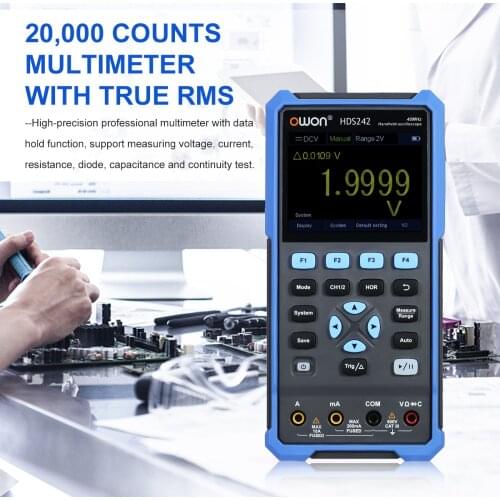 OWON HDS242 2-in-1 Oscilloscope Multimeter 2CH 40MHz Bandwidth 20000 Counts Digital Scope Meter with 3.5-inch LCD Color Screen