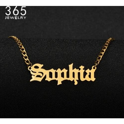 Personalized Customized Stainless Steel Name Necklace Pendant Gold Color Nameplate Necklace With 3mm NK Chain For Women Gift