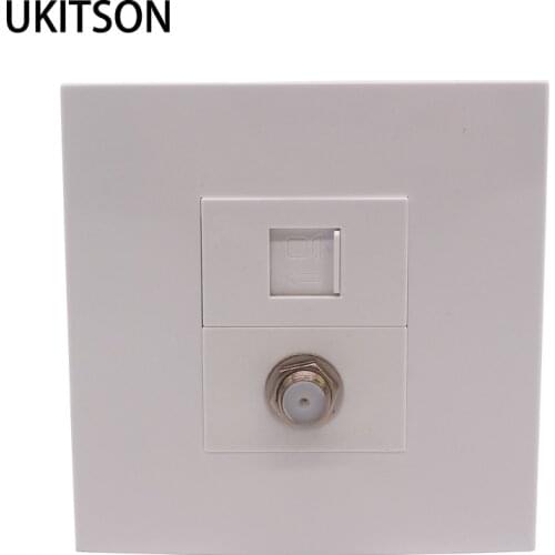 Wire Connection LAN RJ45 Network Plug Socket With Satellite Digital TV Connector Faceplate 86x86mm