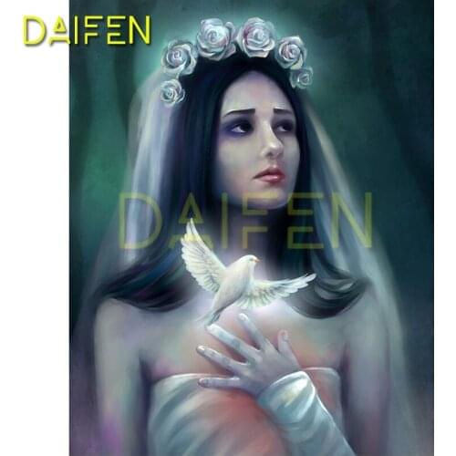 Full Round Diamond painting Cross stitch Rose dove 5D DIY Diamond embroidery rose Full Square Diamond mosaic Woman wedding dress