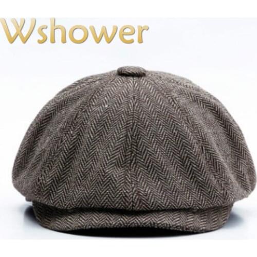 Striped Berets For Old Men British Style Classic Retro Fall Visor Male Flat Hat Cap Grandpa Ivy Cabbie Newsboy Hat Gorras