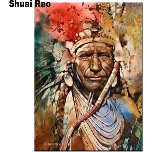 Diy custom photo Diamond Embroidery native indian man diamond painting mosaic diamond Picture for Living Room decor