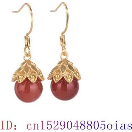 Jade Bead Earrings Amulet Natural 925 Silver Fashion Women Crystal Gemstone Jewelry Gifts Zircon Chalcedony