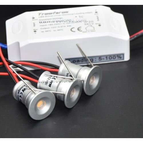 1W 12V dc LED Triac Dimmable Mini Spotlight 15mm Recessed Lighting With Transformer Home Kitchen Ceiling Light