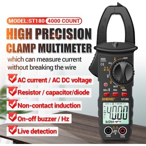 ST180 4000 Counts Smart Digital Current Clamp Meter DC AC Ammeter Voltage Multimeter Resistance Ohm NCV Tester Tool