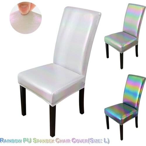 Waterproof Dining Chair Cover Spandex Stretch Chair Cover Pu Leather Protector Case Banquet Gradient Seat Cover housse de chaise