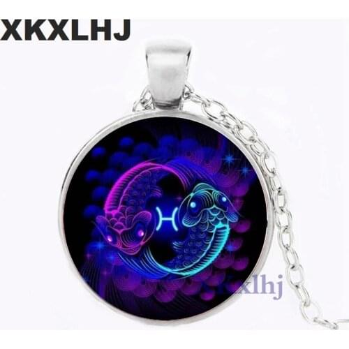 XKXLHJ Virgo Sign Necklace 12 Star Constellation Pendant Zodiac Horoscope Astrology Disk Necklaces Cancer Gemini Leo Jewelry