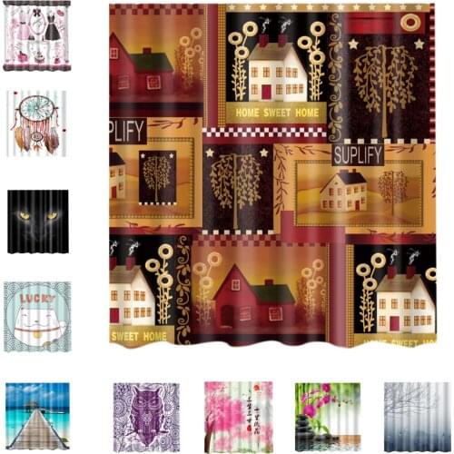 Polyester Shower Curtain Sheer Decor With Hooks Bathroom Use
