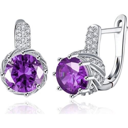 MENGYI Luxury 3 Color White Blue Purple Zircon Earrings For Women 9 2 5 Stud Earring Fashion Wedding Jewelry Party Gift