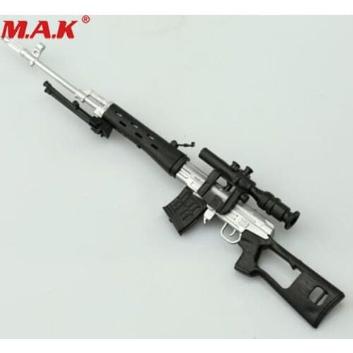 1/6 Scale Silver Russian SVD sniper rifle Weapon Model For 12" Male Fit 12" Soldier Action Figure Dolls Accessories Collections