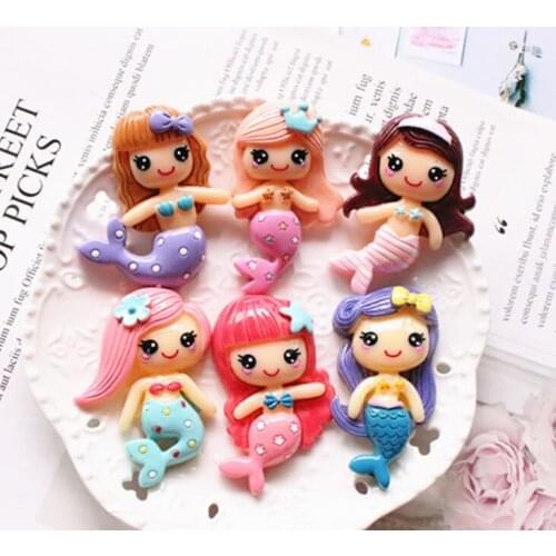 1pcs/lot Mermaid Flatback Resin Cabochons Scrapbook Craft DIY Embellishments Phone Decor Headwear Accessories 4.0cmx6.5cm