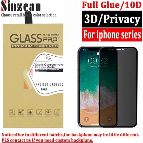 100PCS 10D Privacy Full glass For iPhone 12 pro/11 pro max/Xs max/XR/8 plus/7 plus 3D Privacy tempered glass screeen protector