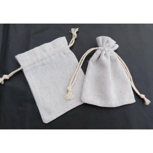 100pcs Linen Drawstring Canvas Cotton Sack Burlap Bag Rice Gift Drawstring Bundle Custom