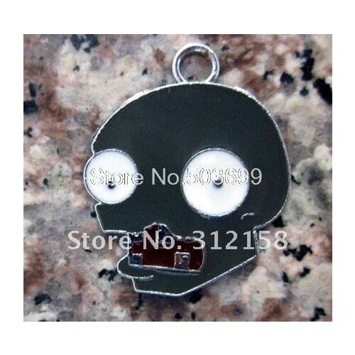 100Pcs/Lots Alloy Metal skull charms enamel charms key charms accessories