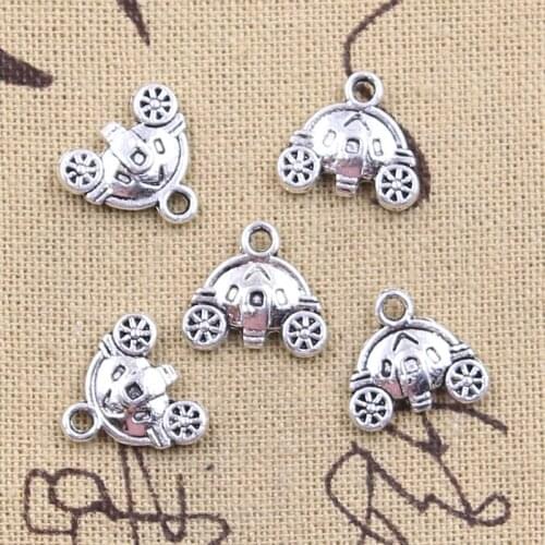 15pcs Charms Halloween Pumpkin Car 13x15mm Antique Silver Color Pendants Making DIY Handmade Tibetan Finding Jewelry