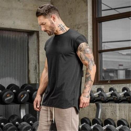2019 Gym T shirt Men Running Shirts Cotton Short Sleeve Rashgard Sport Shirt Men Workout Fitness Clothing Running T shirt