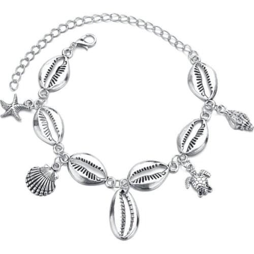 2020 Bohemian Vintage Starfish Shell Turtle Anklet Bracelet for Women Beach Summer Anklet on Leg Jewelry Bracelet Foot Jewelry