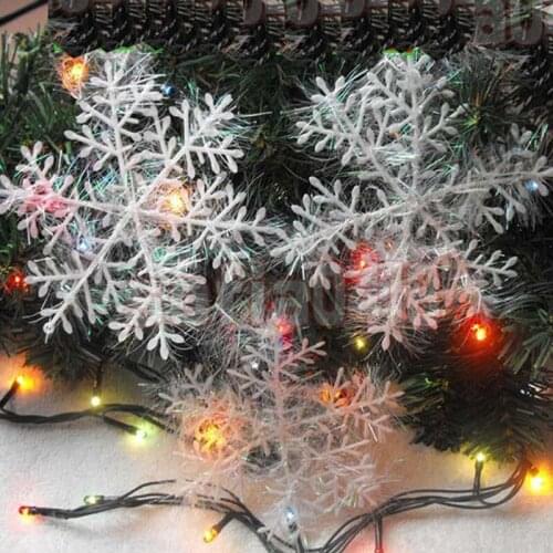 30pcs Christmas Tree Decorations White Snowflake Ornaments Christmas Party Decoration for Home Artificial snow New Year