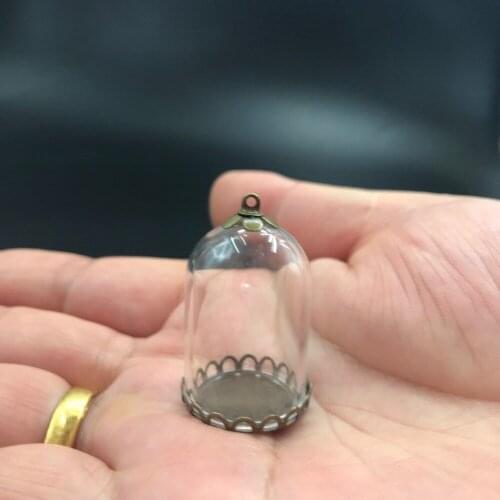 30x20mm glass globe antique bronze lace base tray flower beads cap glass bottle vial pendant necklace pendant wedding decor gift